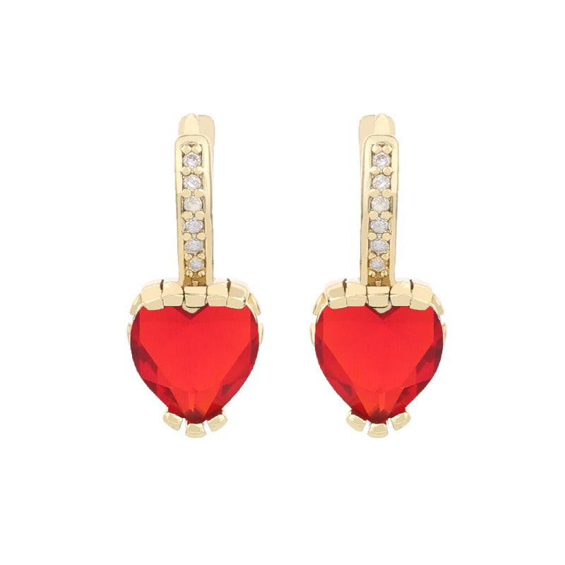 Valentines Day Fashion Heart Shaped Zircon Earrings