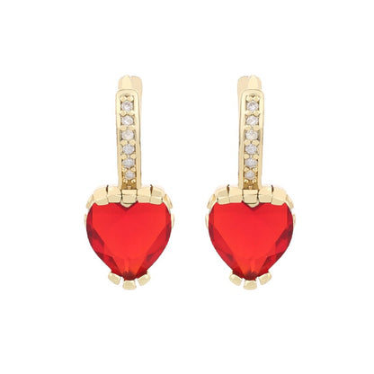 Valentines Day Fashion Heart Shaped Zircon Earrings