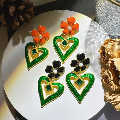 Exaggerated Valentines Day and/or St. Patricks Day Love Flower Women's Earrings