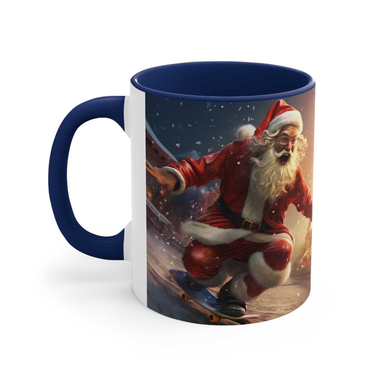 Santa Claus Skate Boarding Accent Coffee Mug, 11oz