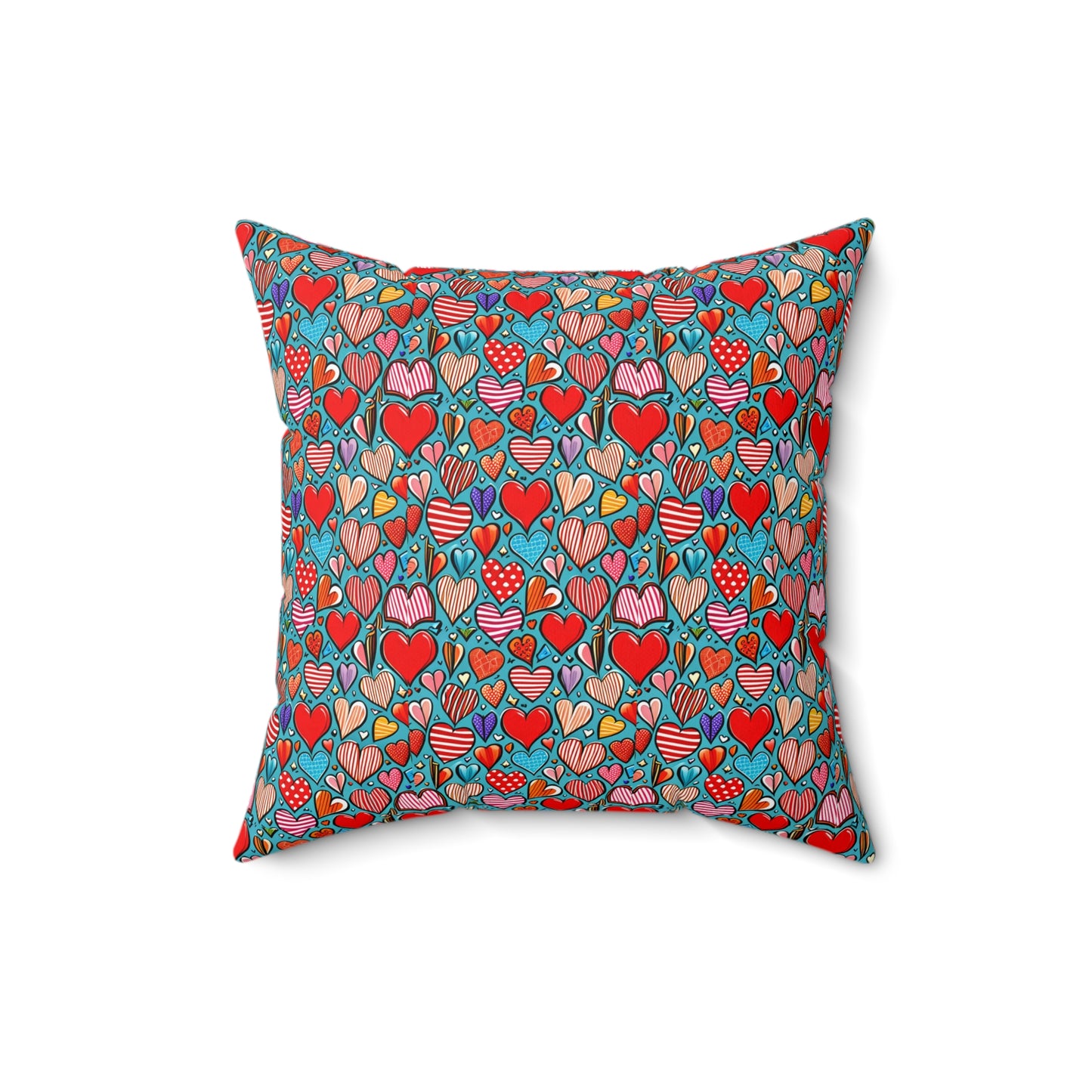 Valentines Day Red Hearts Square Pillow