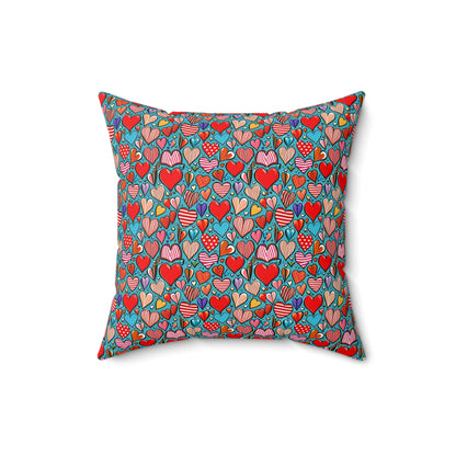 Valentines Day Red Hearts Square Pillow