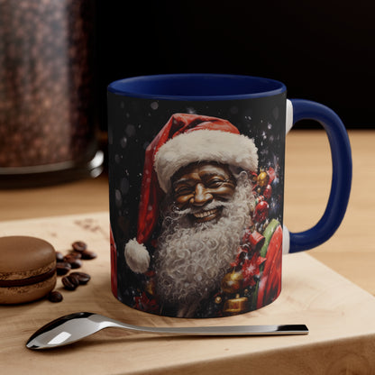 Black Santa Claus Accent Coffee Mug, 11oz