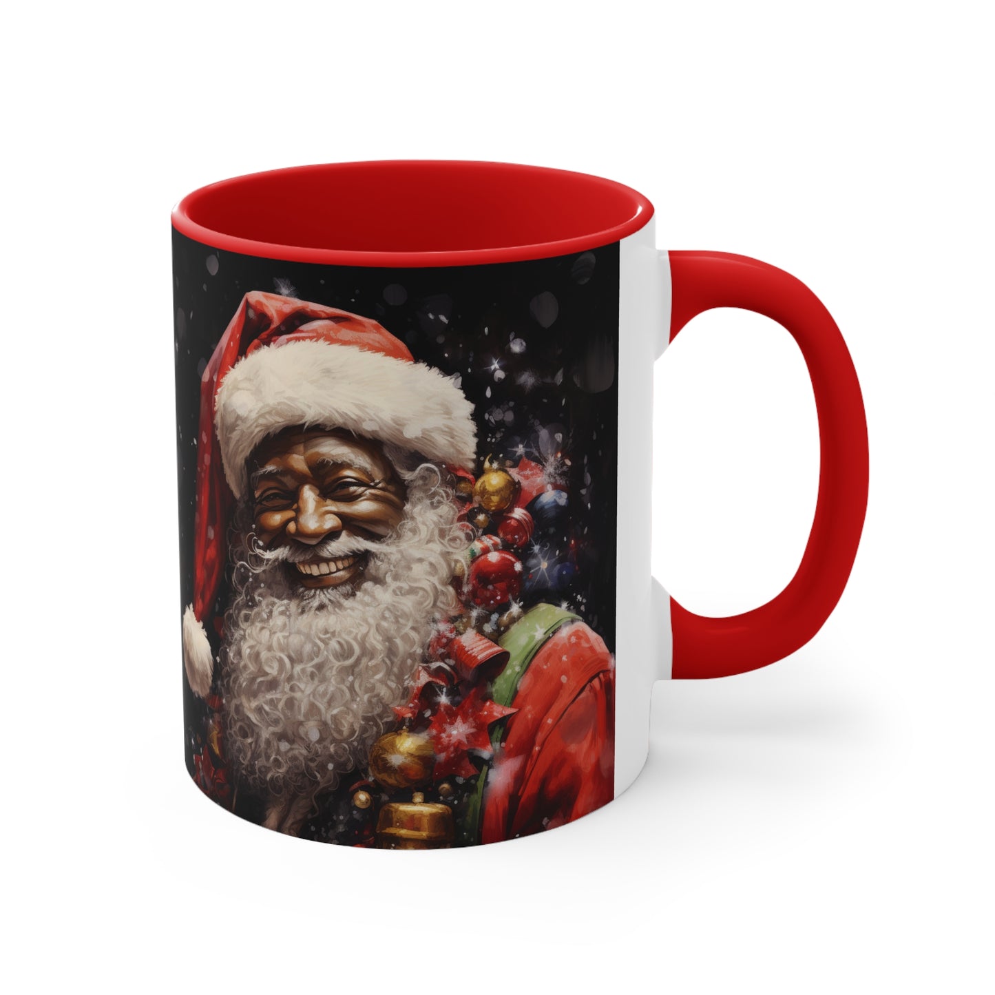 Black Santa Claus Accent Coffee Mug, 11oz