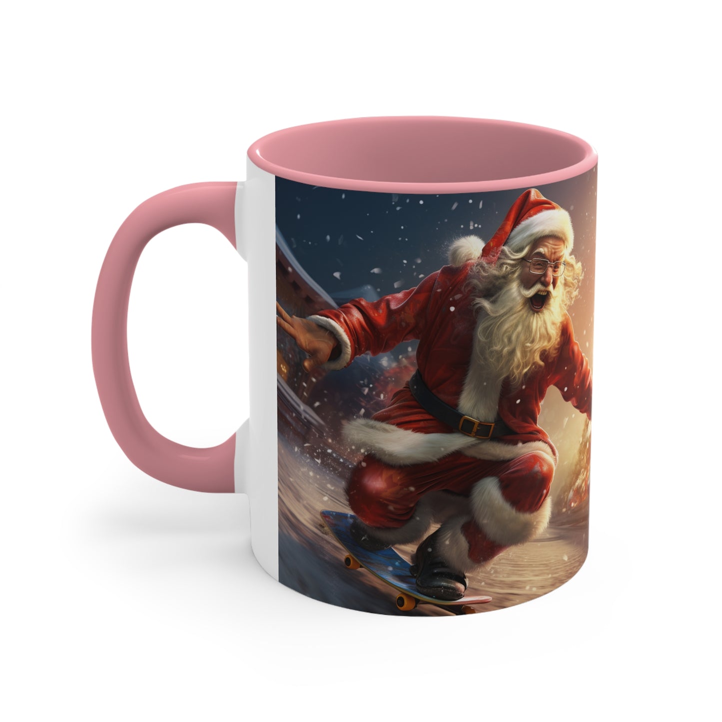 Santa Claus Skate Boarding Accent Coffee Mug, 11oz