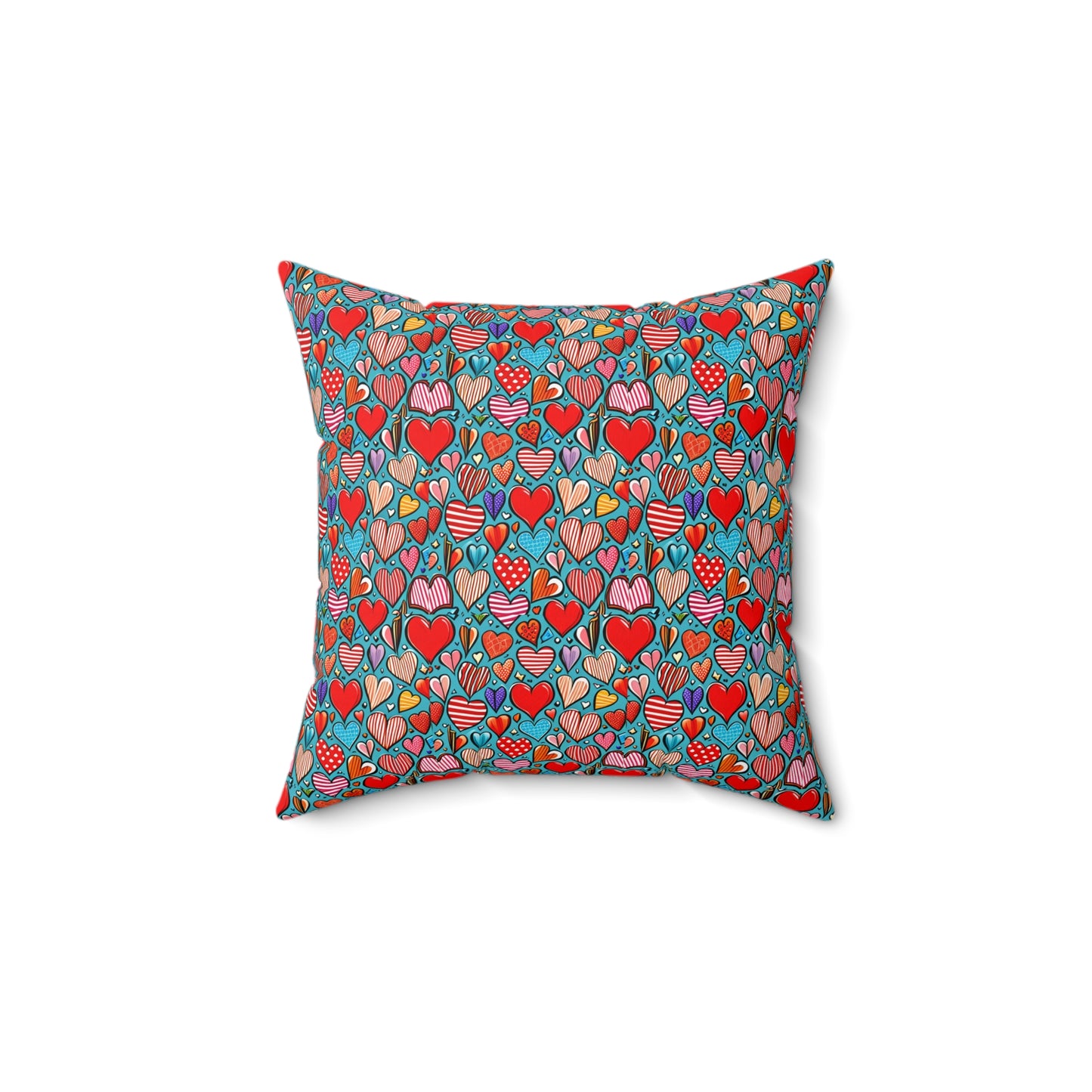 Valentines Day Red Hearts Square Pillow