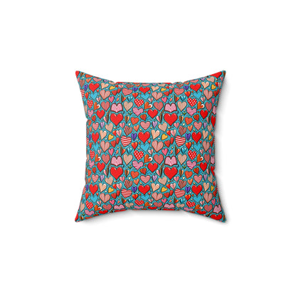 Valentines Day Red Hearts Square Pillow