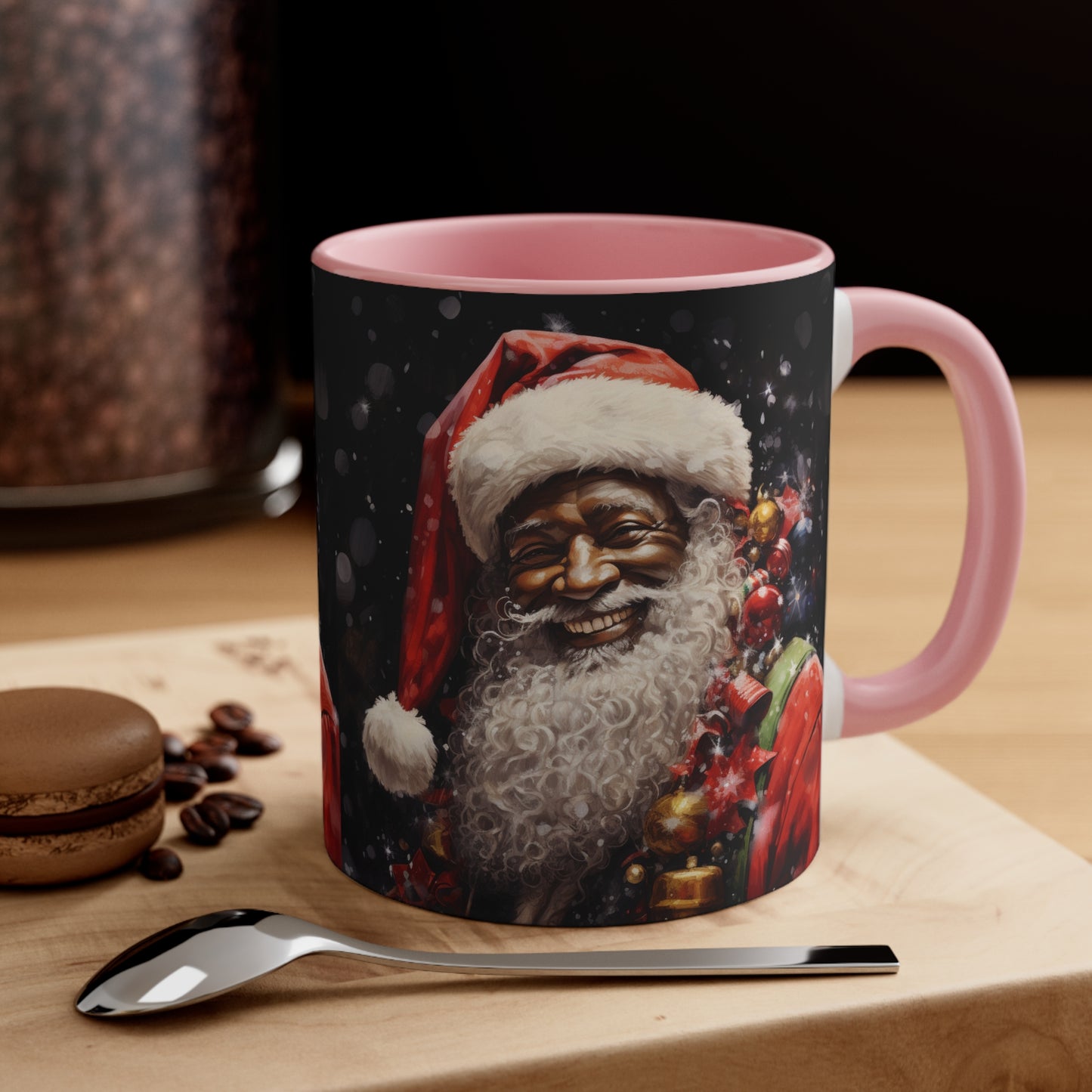 Black Santa Claus Accent Coffee Mug, 11oz