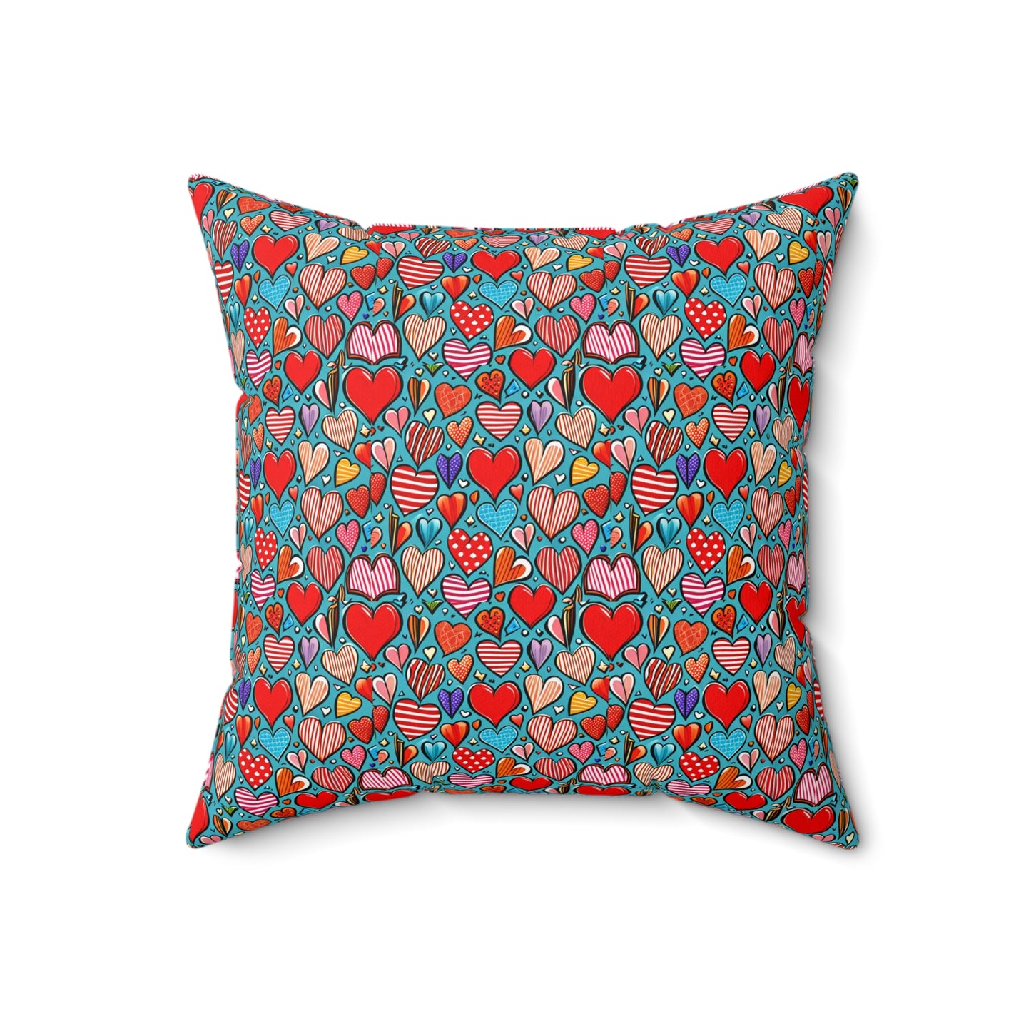 Valentines Day Red Hearts Square Pillow