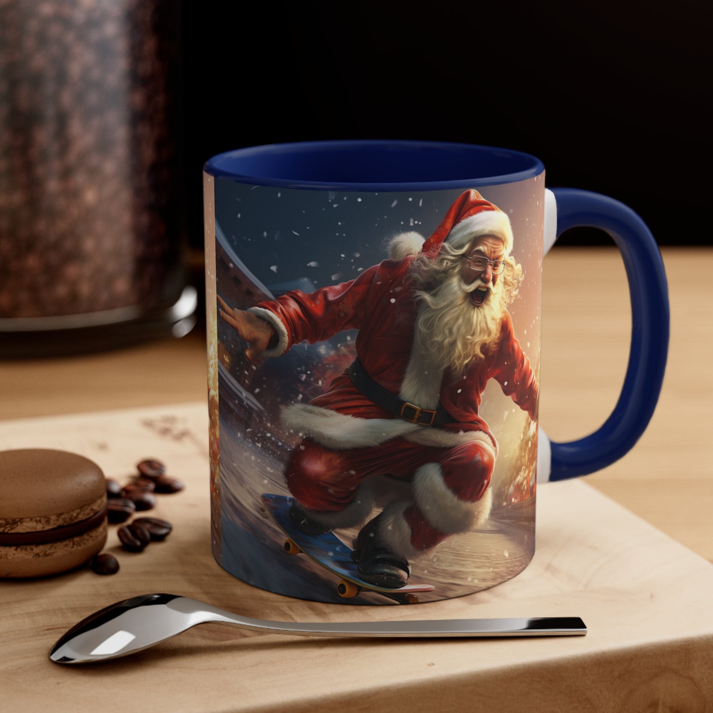 Santa Claus Skate Boarding Accent Coffee Mug, 11oz