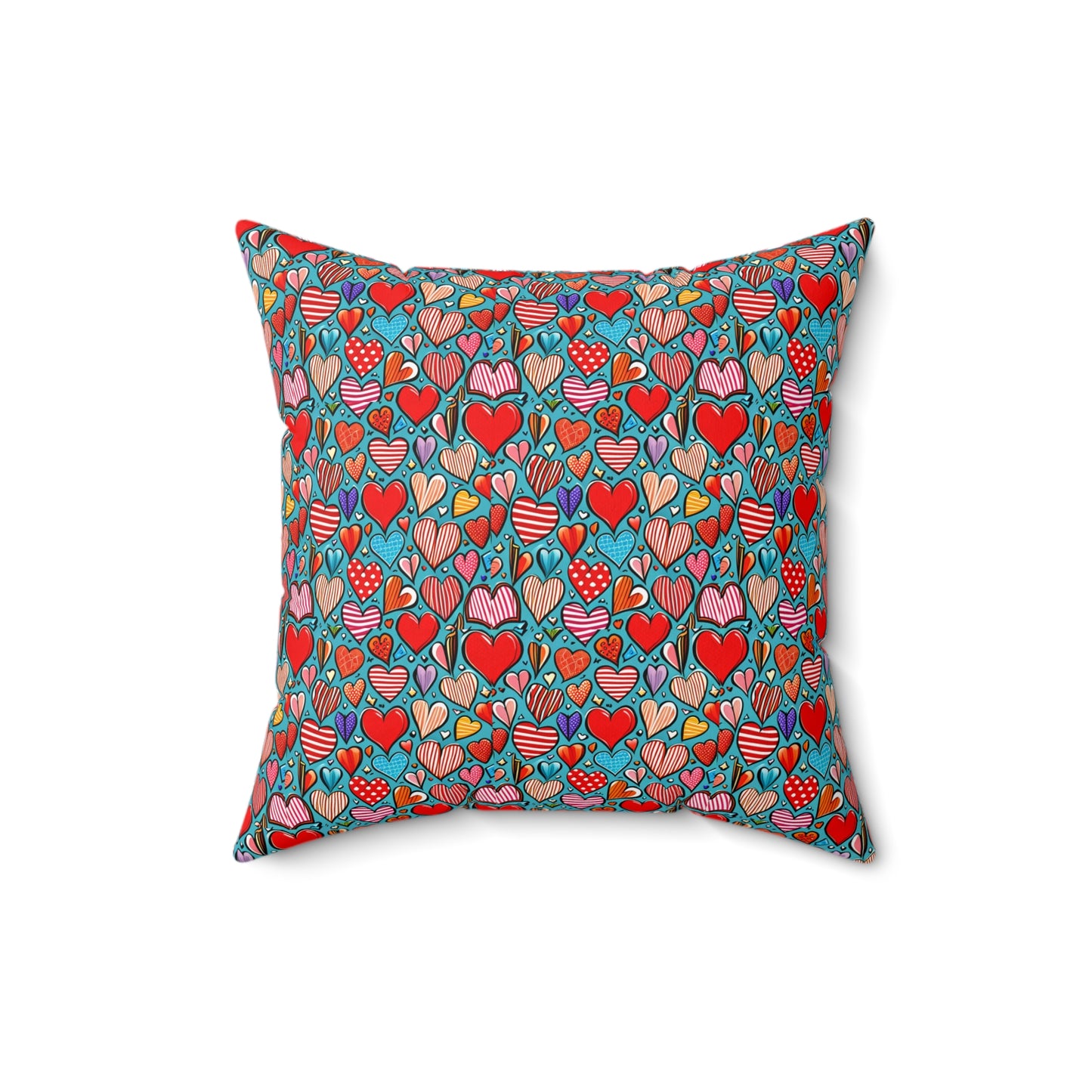 Valentines Day Red Hearts Square Pillow