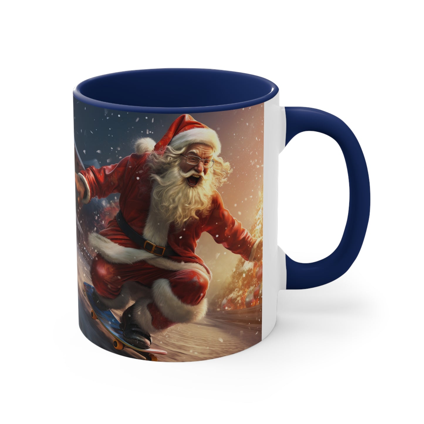 Santa Claus Skate Boarding Accent Coffee Mug, 11oz