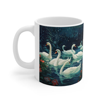 Seven Swans-a-Swimming Ceramic Mug 11oz