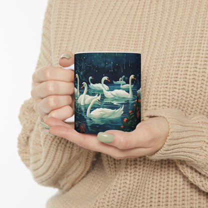 Seven Swans-a-Swimming Ceramic Mug 11oz