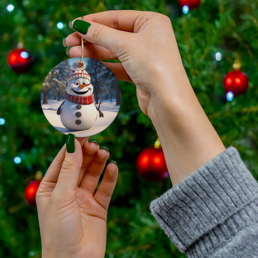 Jolly Snowman Ceramic Christmas Ornament