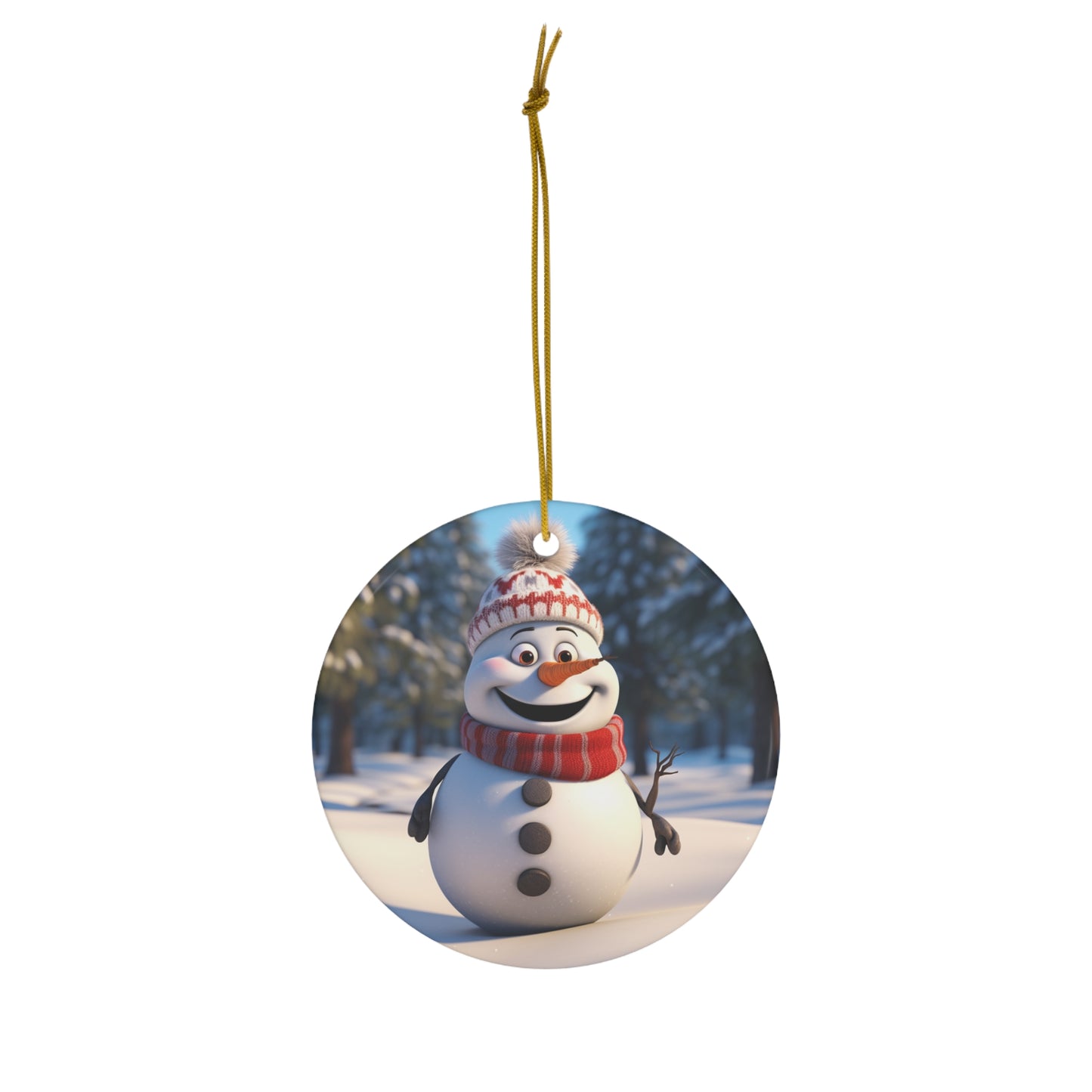 Jolly Snowman Ceramic Christmas Ornament