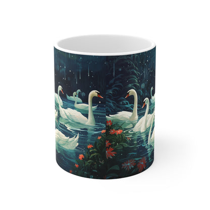 Seven Swans-a-Swimming Ceramic Mug 11oz