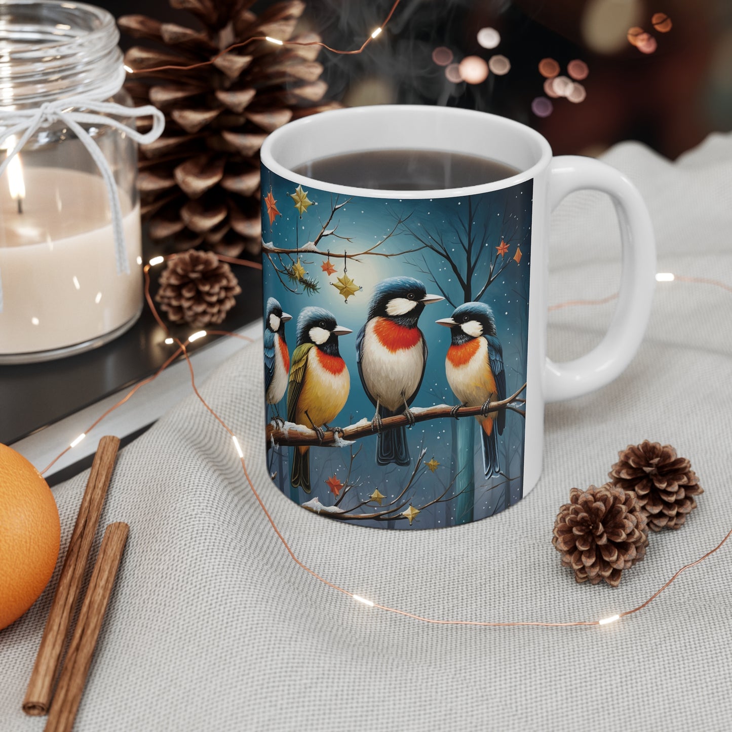 Four Calling/Collie Birds Ceramic Mug 11oz