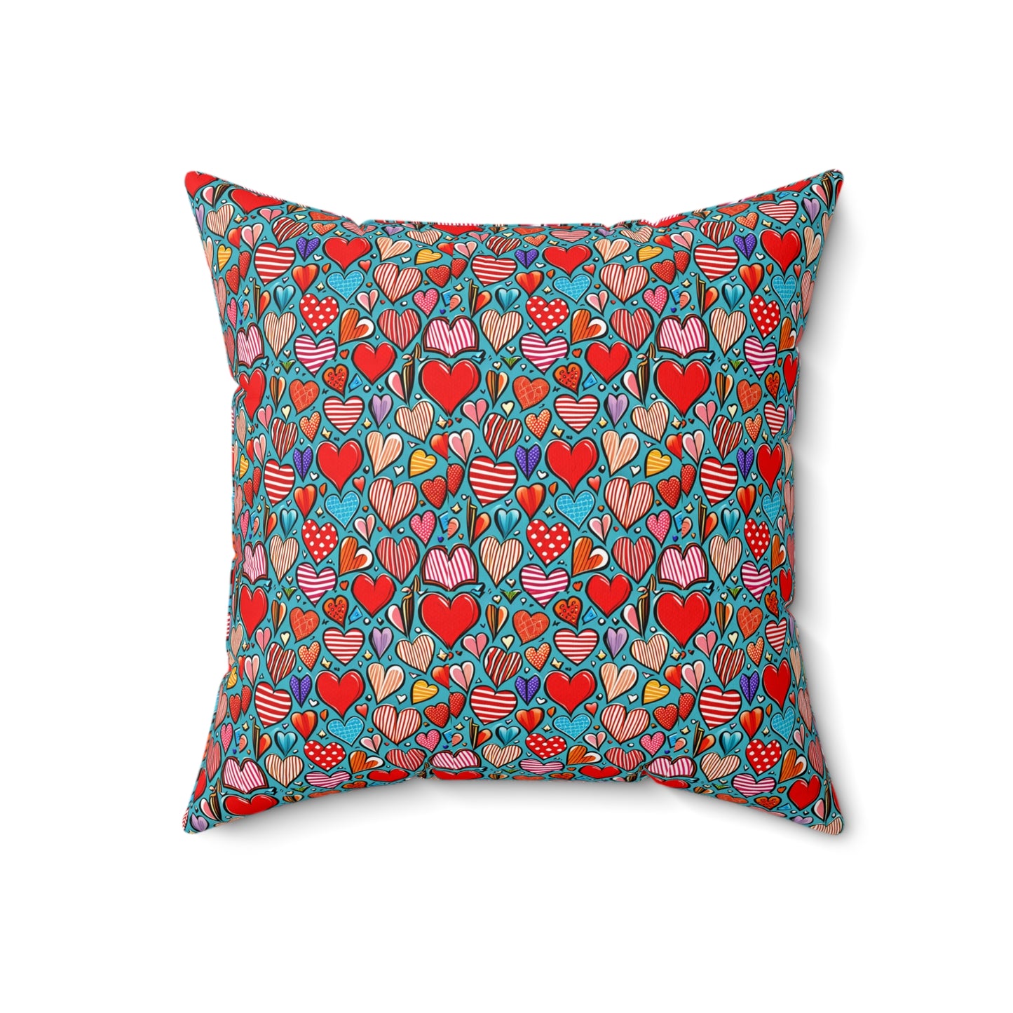 Valentines Day Red Hearts Square Pillow