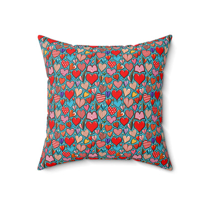 Valentines Day Red Hearts Square Pillow