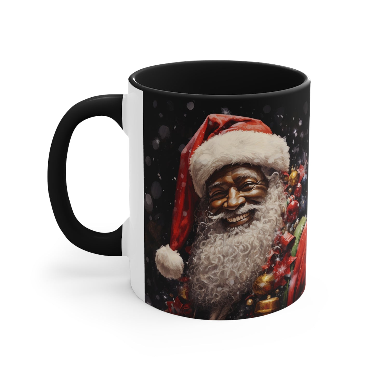 Black Santa Claus Accent Coffee Mug, 11oz