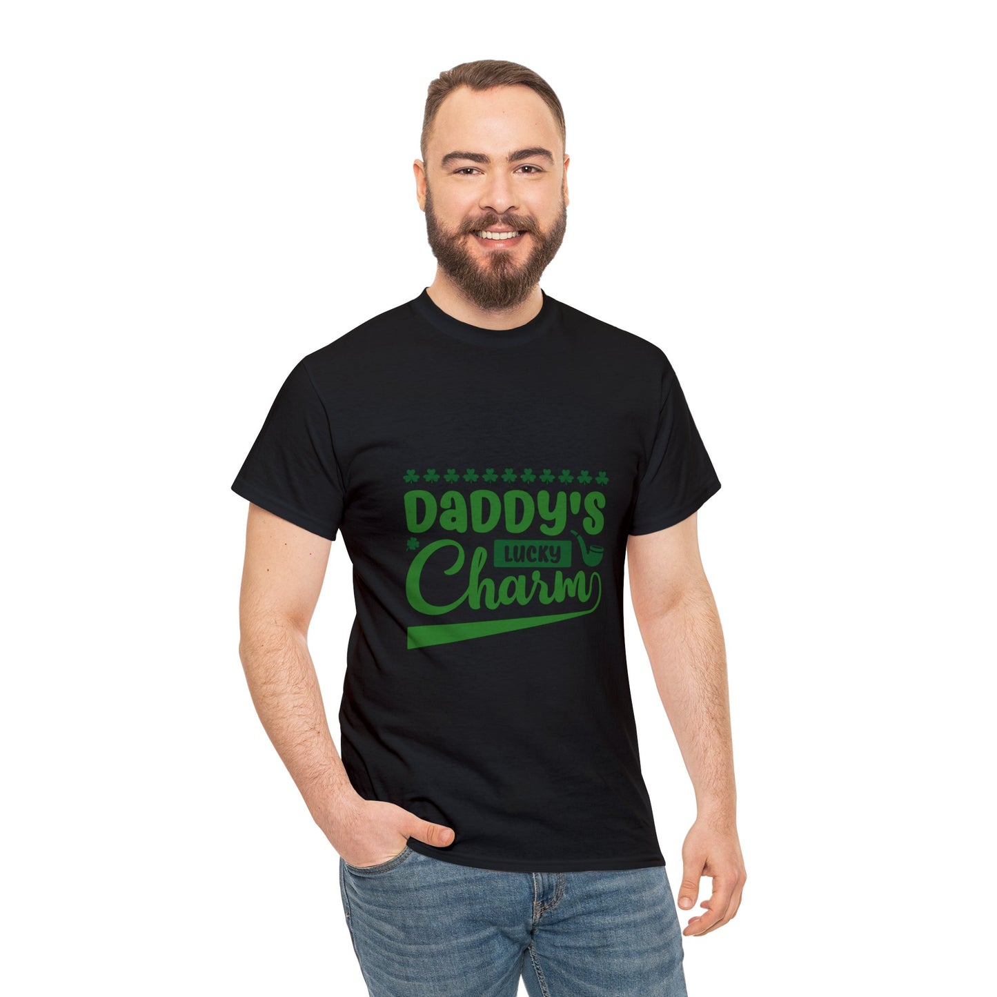 Daddy's Lucky Charm Unisex Heavy Cotton Tee - St Patricks Day Gift | Gift For Boyfriend | Gift For Friend | Saint Patricks Day Shirt | St Paddys Day Shirt