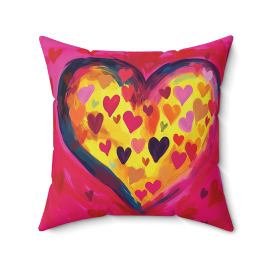 Valentine's Day Heart Faux Suede Square Pillow