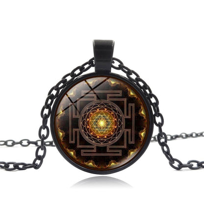 Sacred Sri Lankan Yantra Necklace for Women Versatile Time Gemstone Pendant Retro Sweater Chain