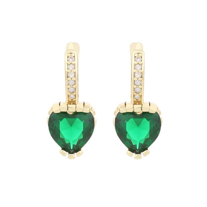 Valentines Day Fashion Heart Shaped Zircon Earrings