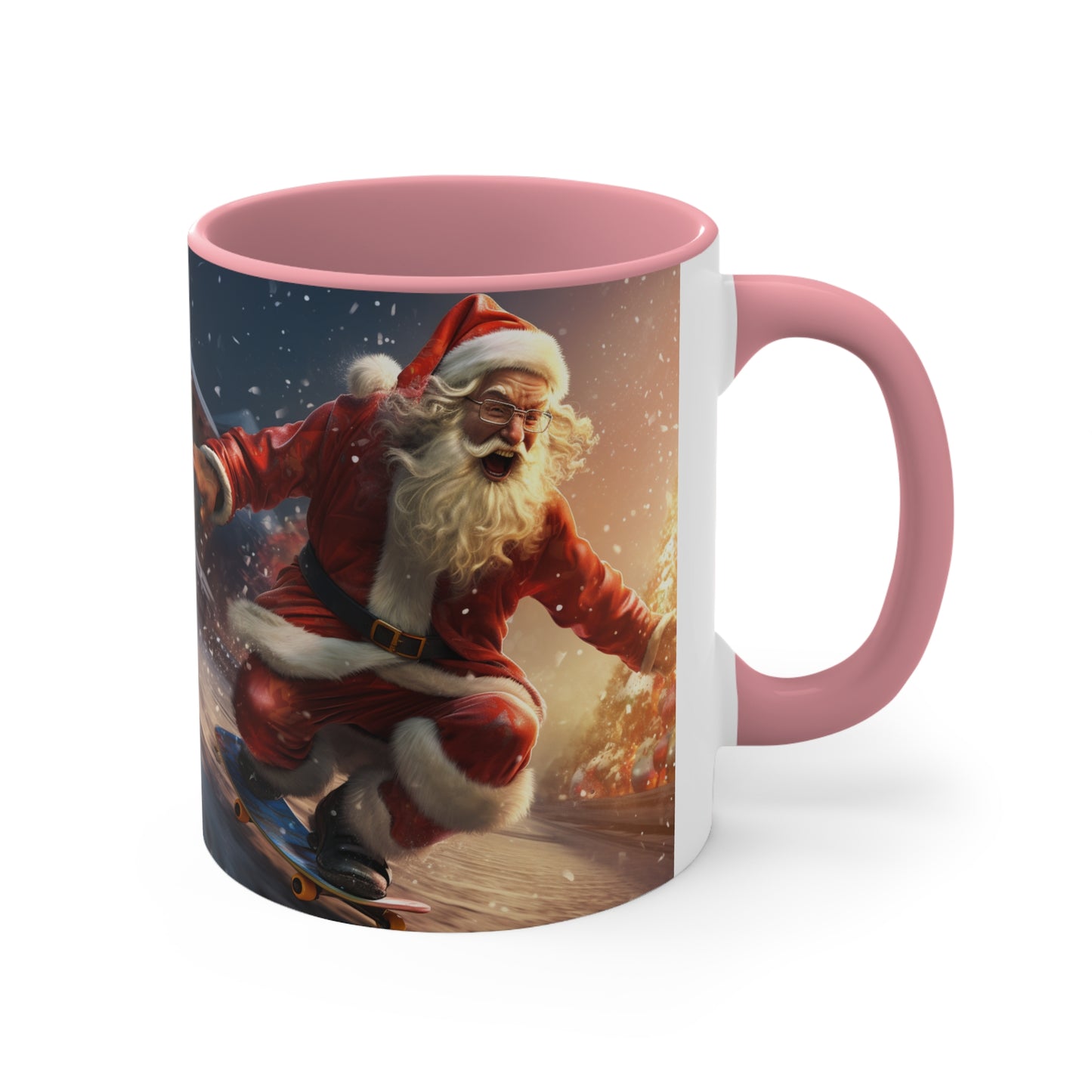 Santa Claus Skate Boarding Accent Coffee Mug, 11oz