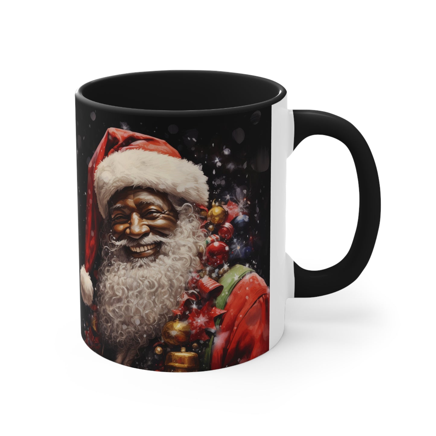 Black Santa Claus Accent Coffee Mug, 11oz