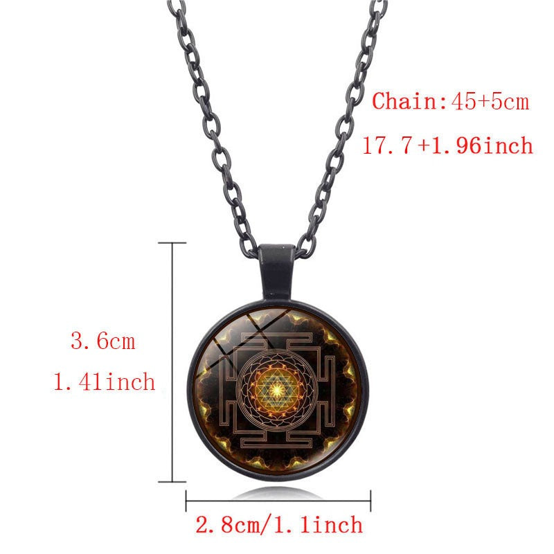 Sacred Sri Lankan Yantra Necklace for Women Versatile Time Gemstone Pendant Retro Sweater Chain