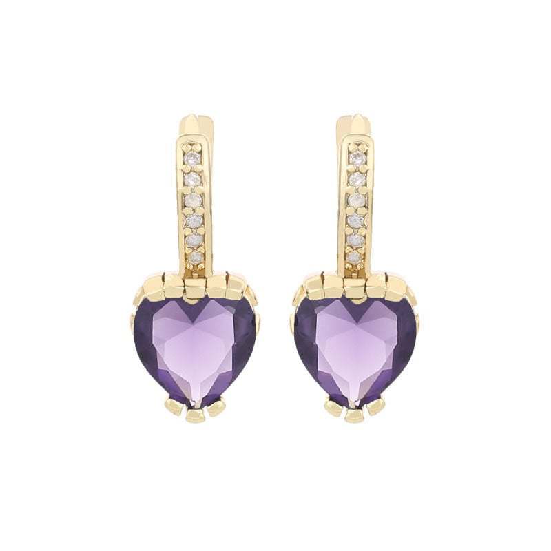 Valentines Day Fashion Heart Shaped Zircon Earrings