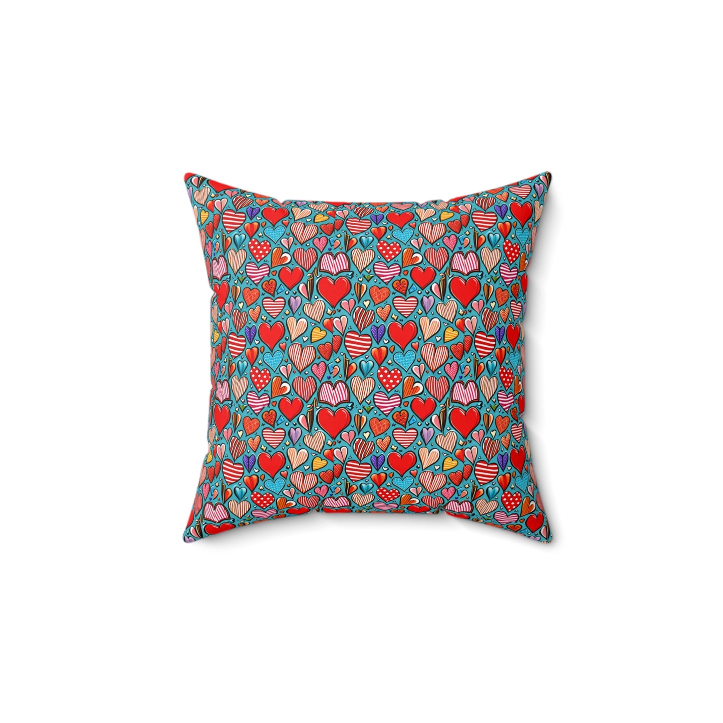 Valentines Day Red Hearts Square Pillow