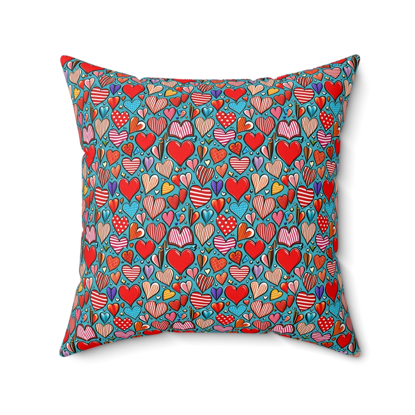 Valentines Day Red Hearts Square Pillow