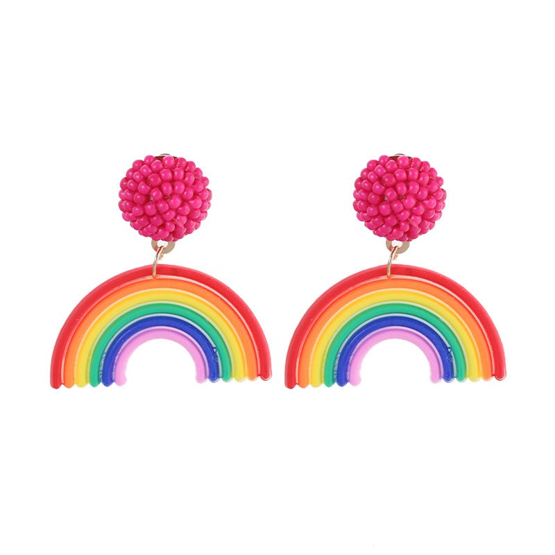 Rainbow Fashion Rice Ball Earrings