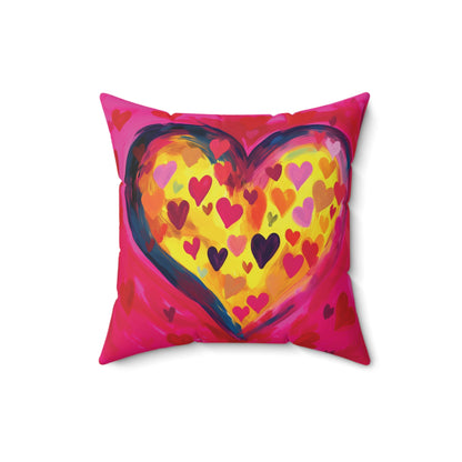 Valentine's Day Heart Faux Suede Square Pillow