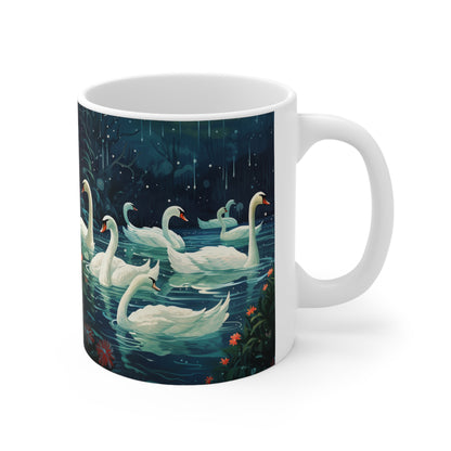 Seven Swans-a-Swimming Ceramic Mug 11oz