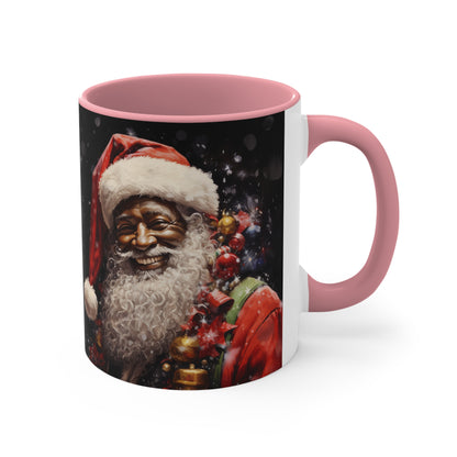 Black Santa Claus Accent Coffee Mug, 11oz