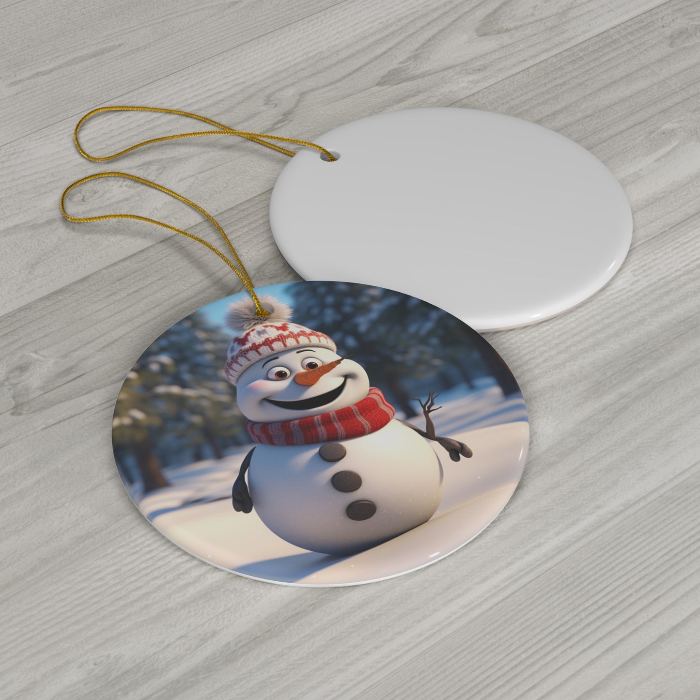 Jolly Snowman Ceramic Christmas Ornament