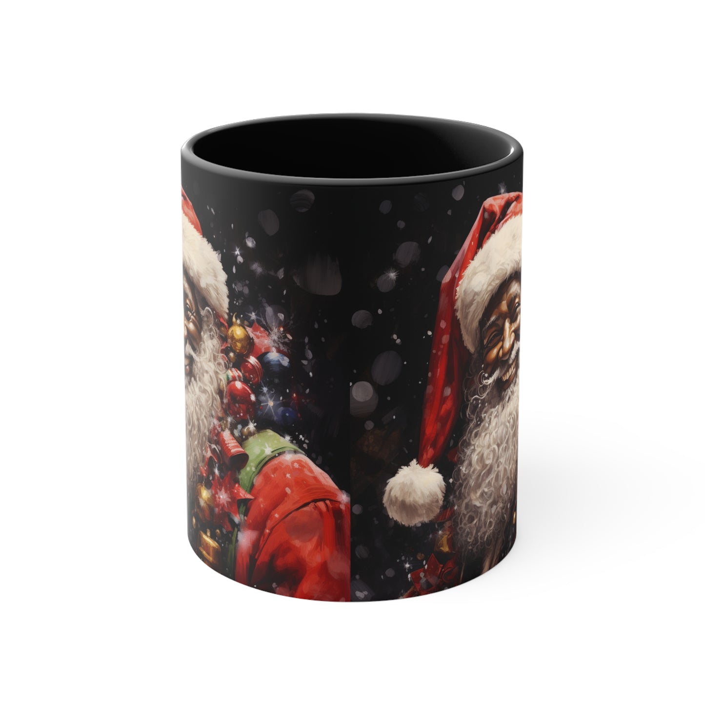 Black Santa Claus Accent Coffee Mug, 11oz