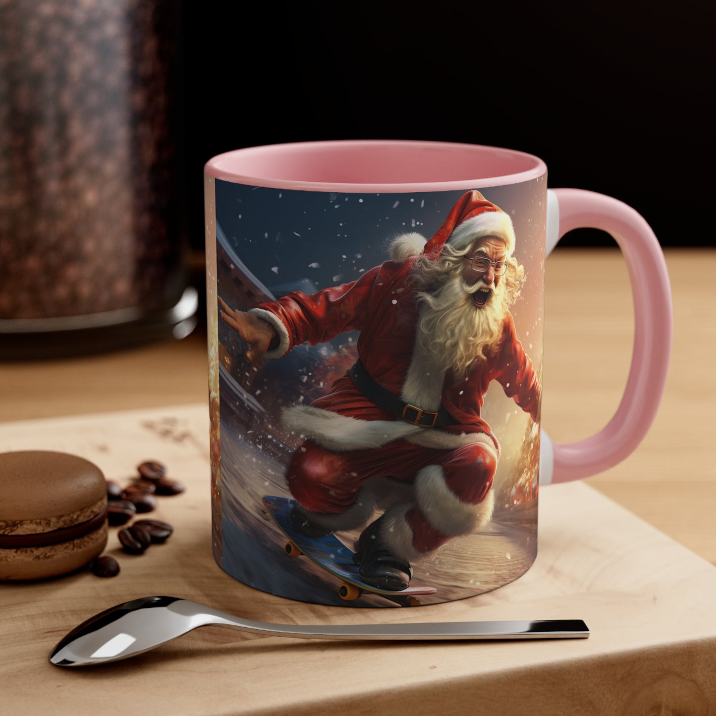 Santa Claus Skate Boarding Accent Coffee Mug, 11oz