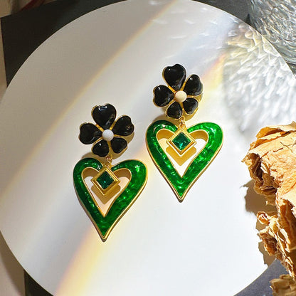 Exaggerated Valentines Day and/or St. Patricks Day Love Flower Women's Earrings