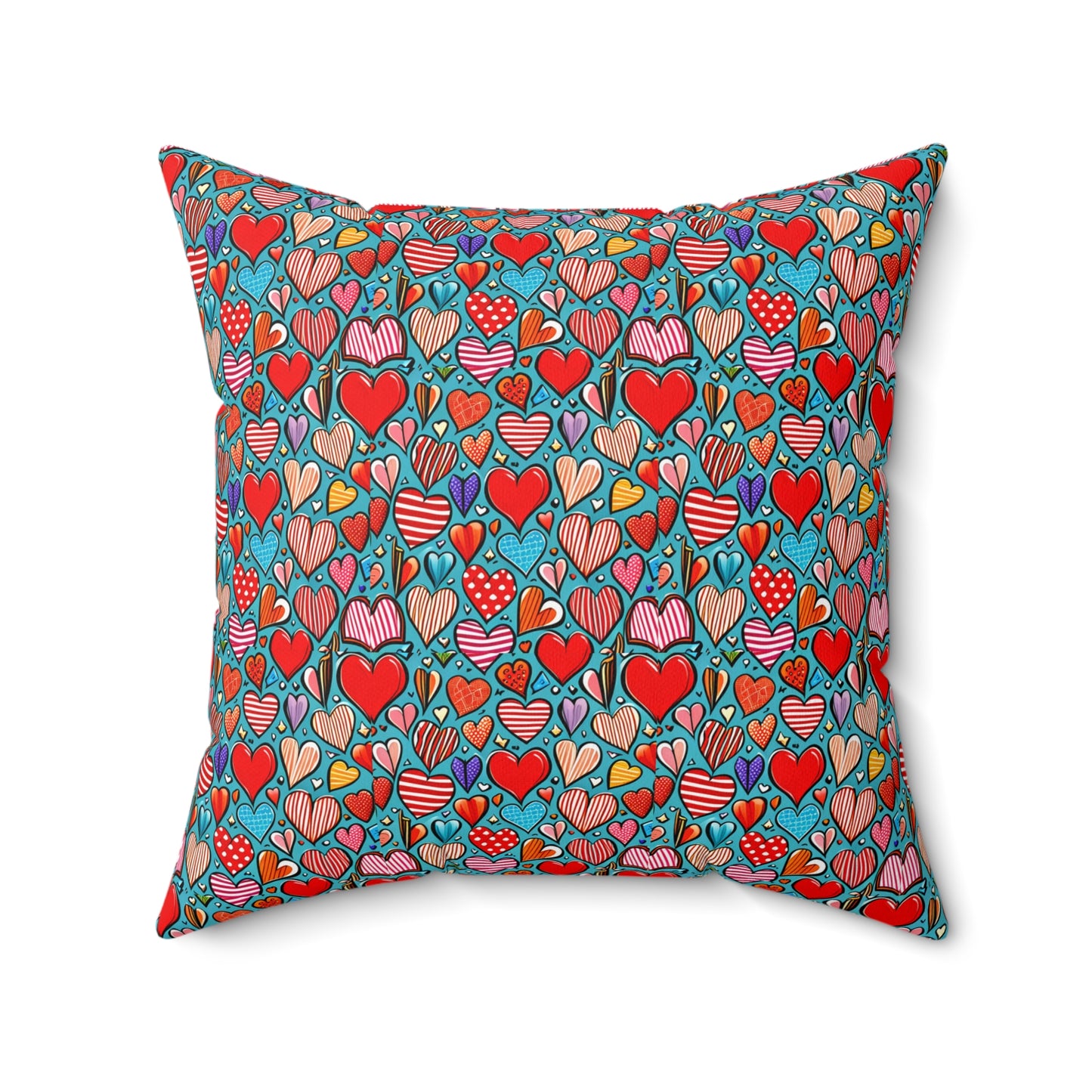 Valentines Day Red Hearts Square Pillow