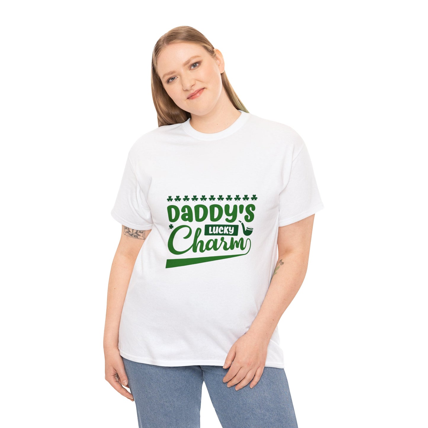 Daddy's Lucky Charm Unisex Heavy Cotton Tee - St Patricks Day Gift | Gift For Boyfriend | Gift For Friend | Saint Patricks Day Shirt | St Paddys Day Shirt