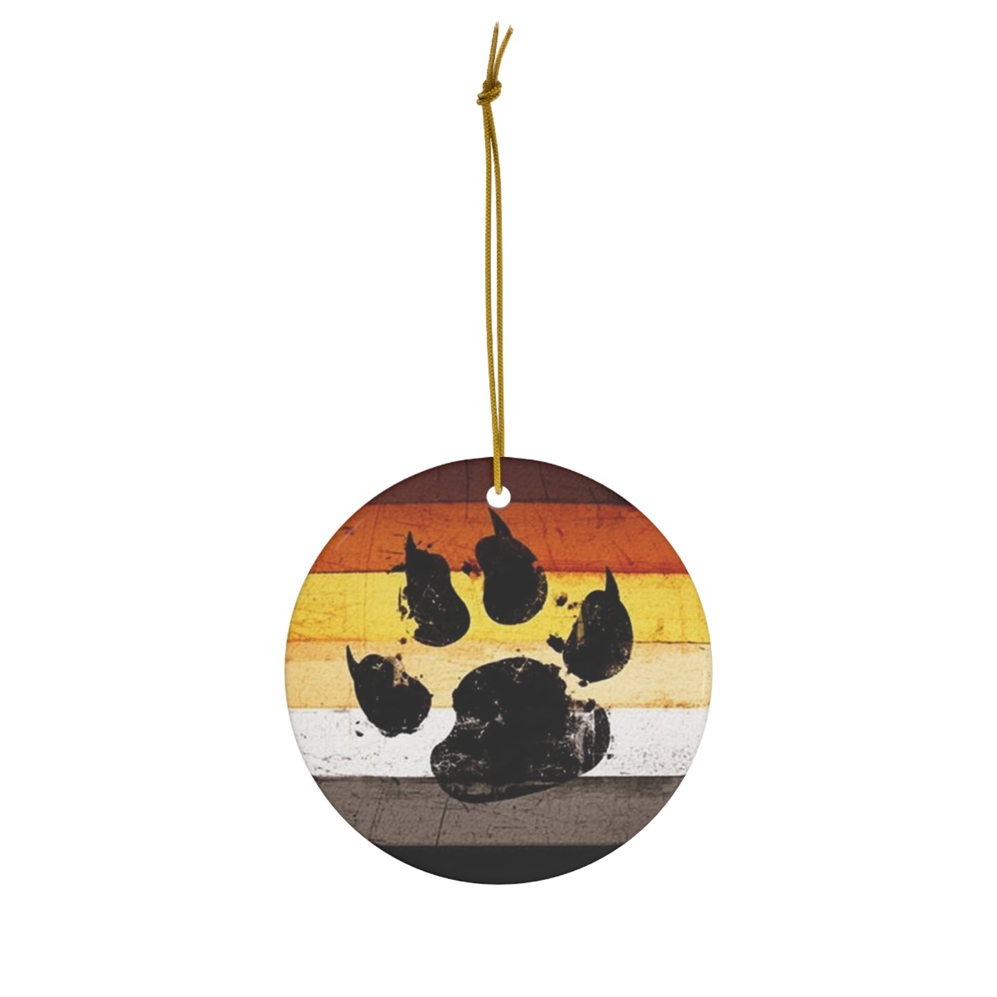 Bear Pride Flag Ceramic Christmas Ornament