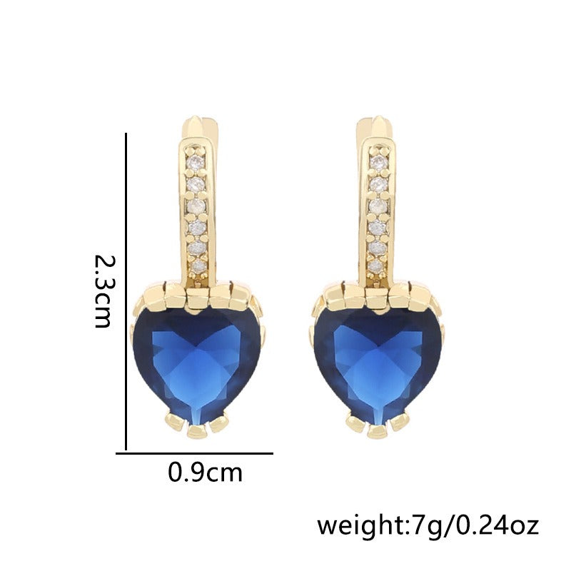 Valentines Day Fashion Heart Shaped Zircon Earrings