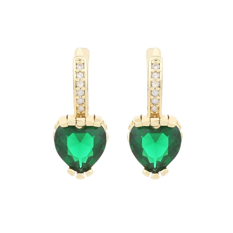 Valentines Day Fashion Heart Shaped Zircon Earrings