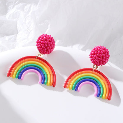 Rainbow Fashion Rice Ball Earrings