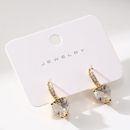 Valentines Day Fashion Heart Shaped Zircon Earrings